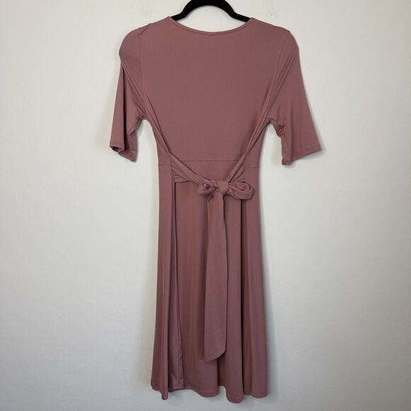 Mother Bee NWT Medium Dusty Pink Mauve Maternity Knee Length Jersey Knit Dress - Picture 7 of 14